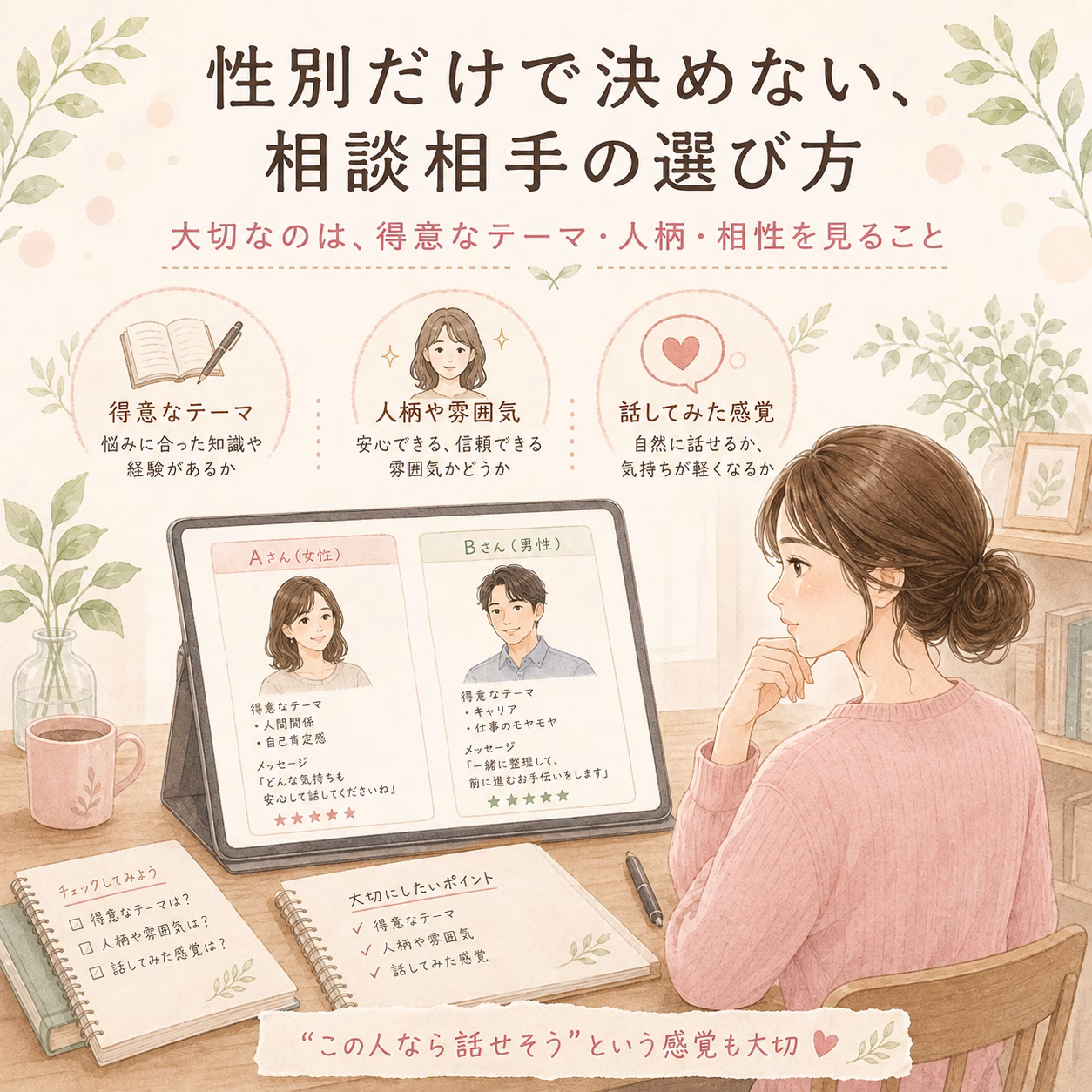 「なんとなく話してみたい」も、相談相手を選ぶ大切な理由