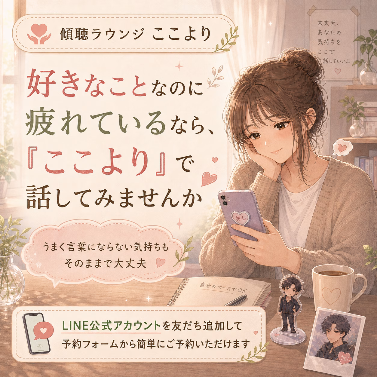 好きなことなのに疲れているなら、「ここより」で話してみませんか