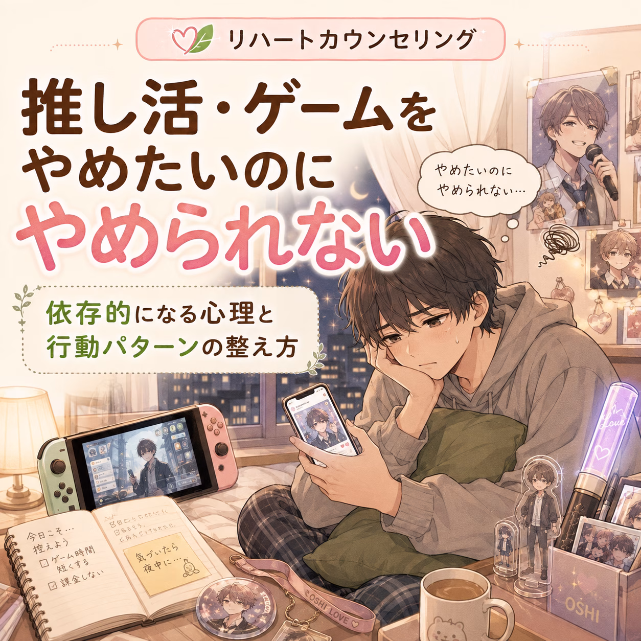 推し活・ゲームをやめたいのにやめられない｜依存的になる心理と行動パターンの整え方