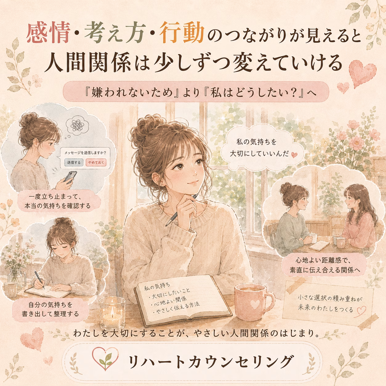 感情・考え方・行動のつながりが見えると、人間関係は少しずつ変えていける
