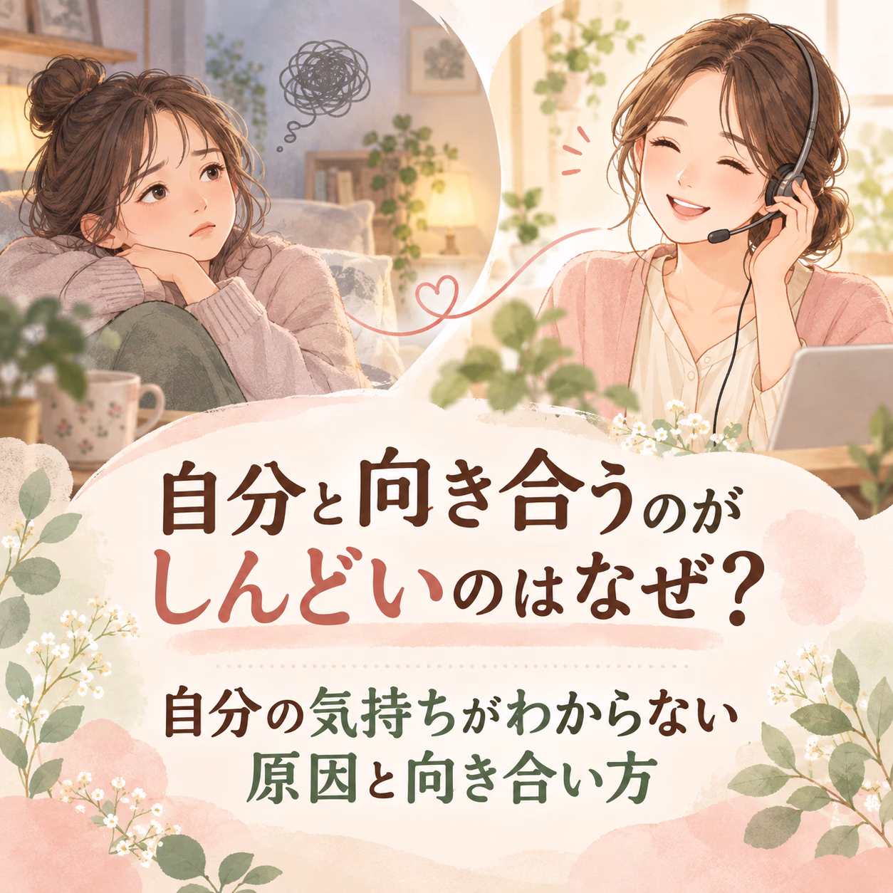 自分と向き合うのがしんどいのはなぜ自分の気持ちがわからない原因と向き合い方 | リハートカウンセリング.com|傾聴で思考のクセを整え、生きにくさを軽くする電話・オンライン相談 自分と向き合うのがしんどいのはなぜ?自分の気持ちがわからない原因と向き合い方
