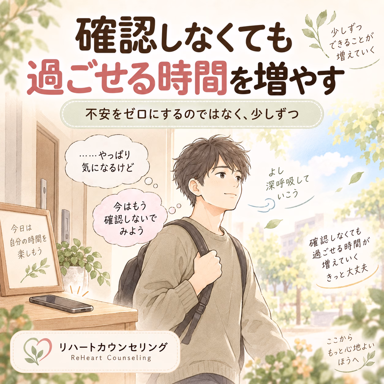 不安をゼロにするのではなく、「確認しなくても過ごせる時間」を少しずつ増やす