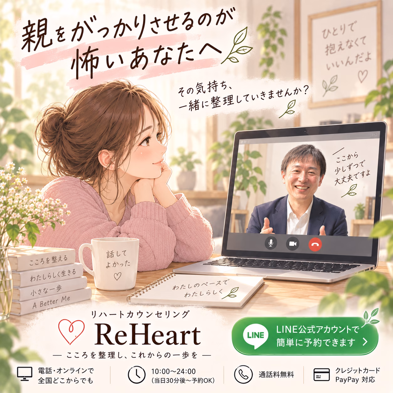 親の期待や罪悪感を繰り返してしまうときは、リハートカウンセリングへ