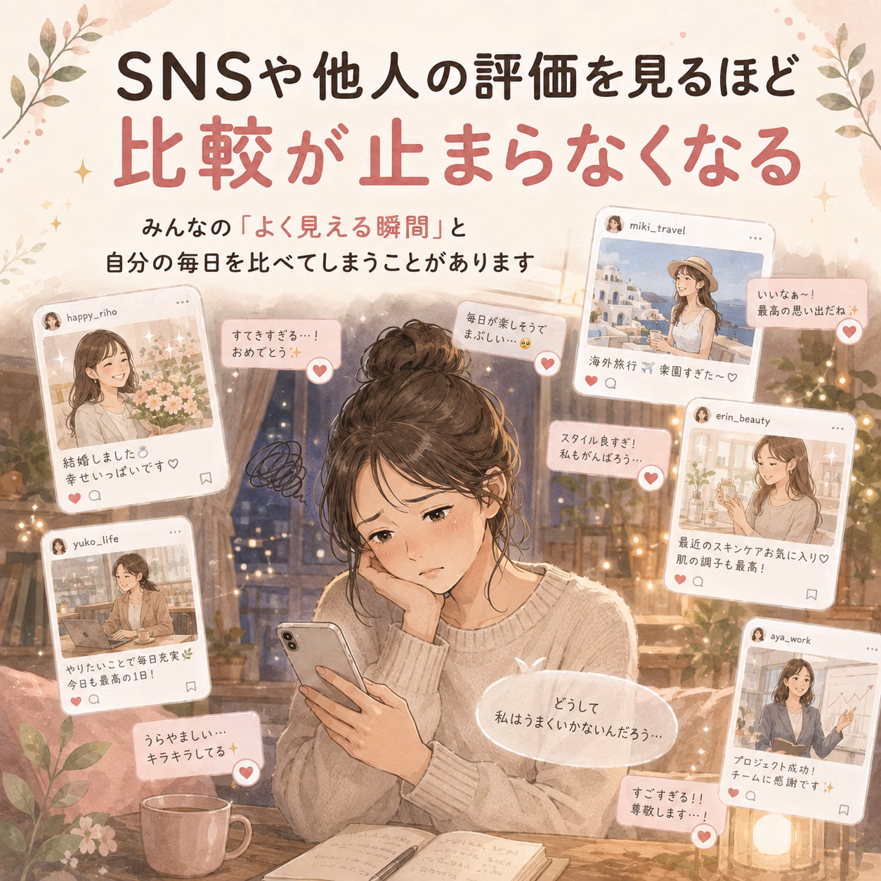 SNSや他人の評価を見るほど、比較が止まらなくなることがある