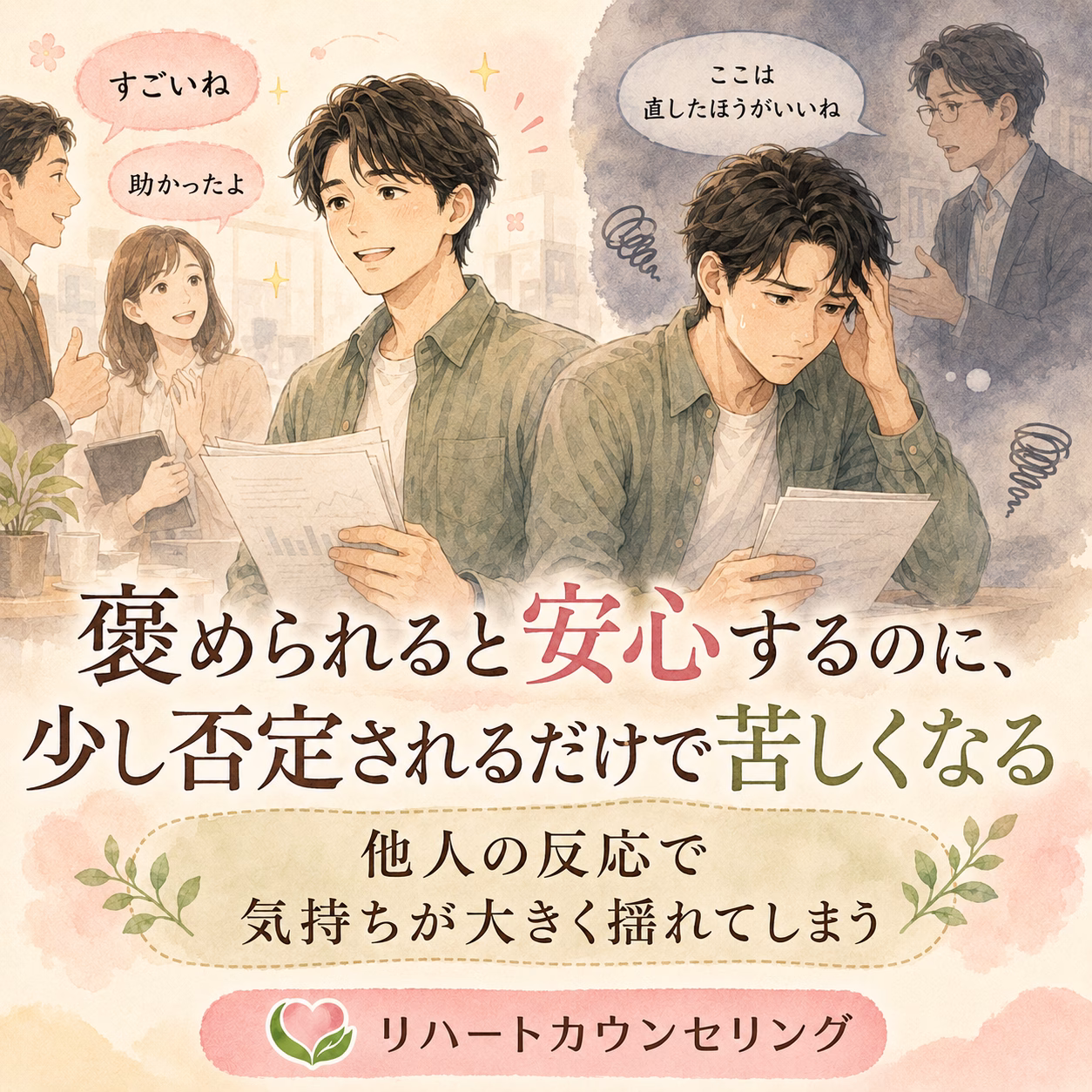 褒められると安心するのに、少し否定されるだけで苦しくなる