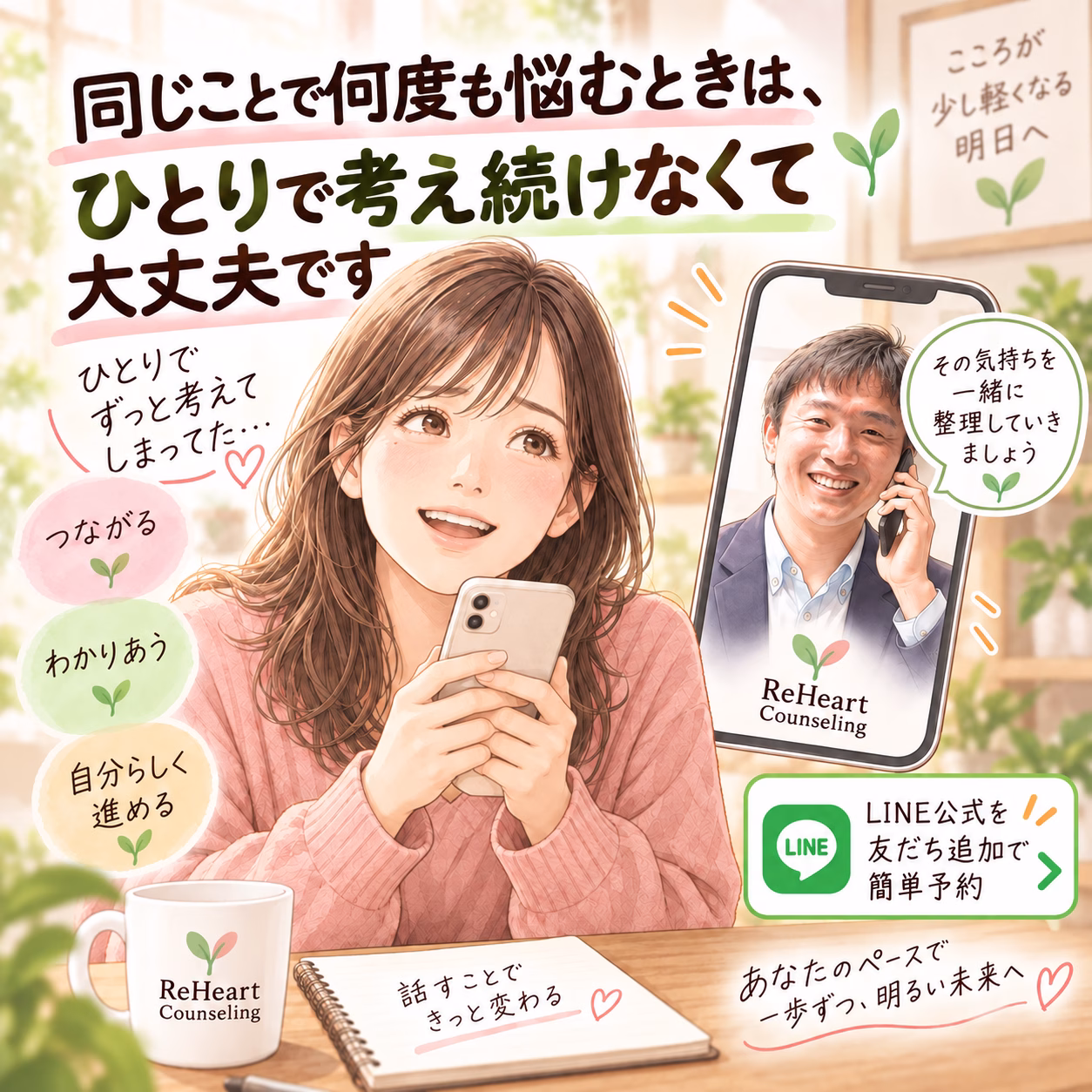 同じ人間関係の悩みを繰り返すときは、リハートカウンセリングへ