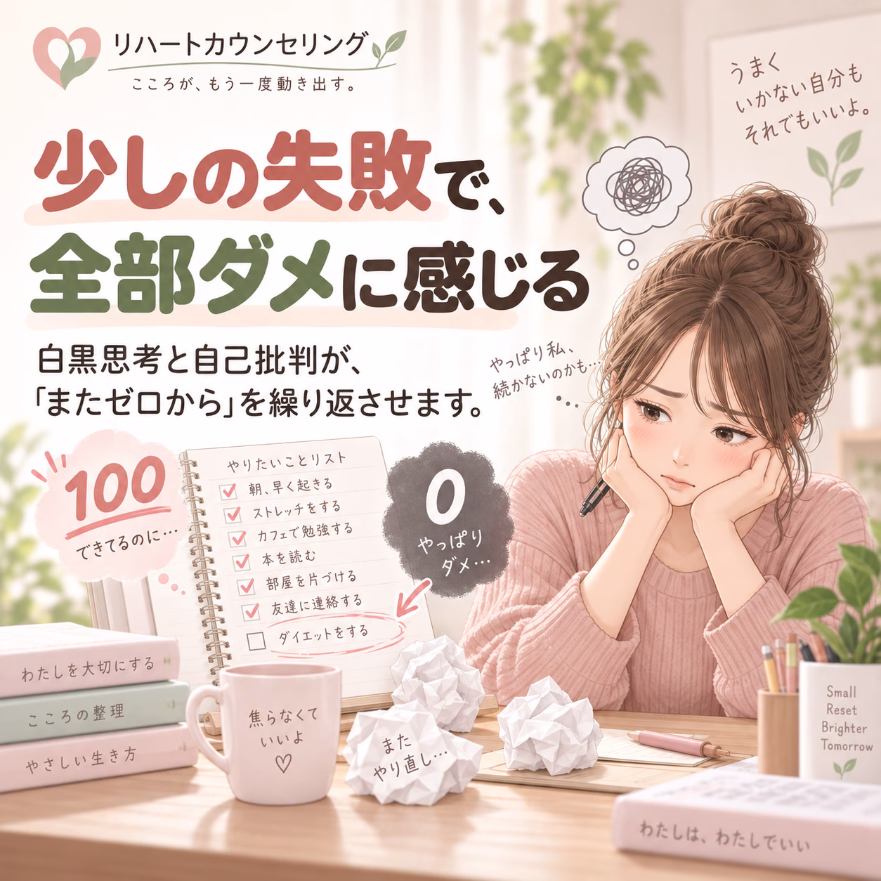 白黒思考・自己批判がリセットを繰り返させる
