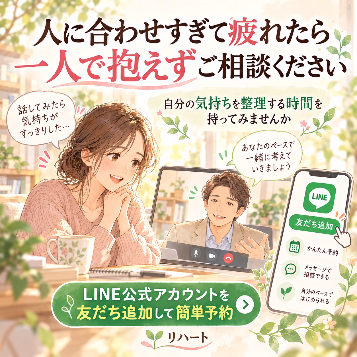 人に合わせすぎて疲れているときは、一度自分の気持ちを整理してみませんか