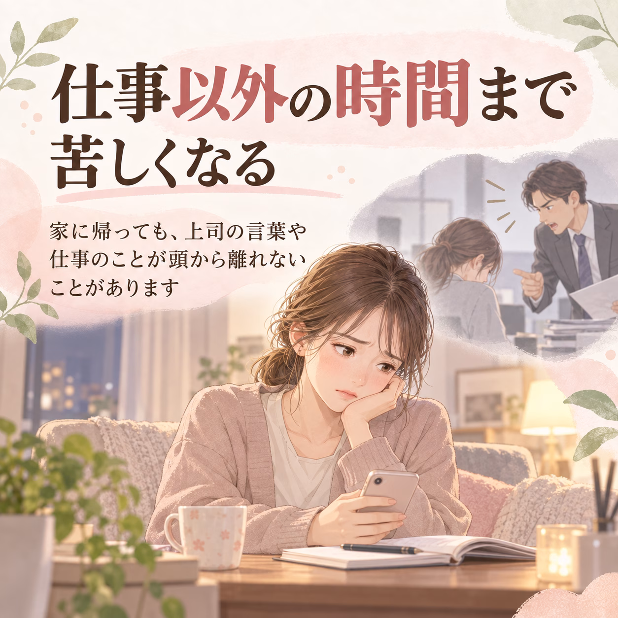パワハラが続くと仕事以外の時間まで苦しくなる