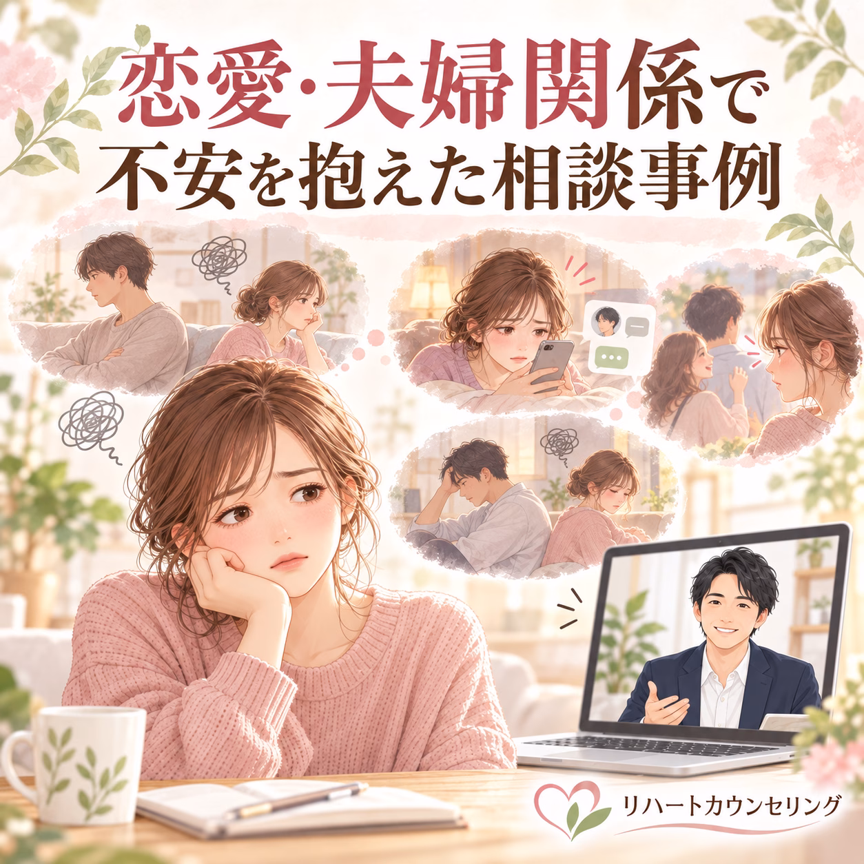 恋愛・夫婦関係で不安を抱えた3つの相談事例