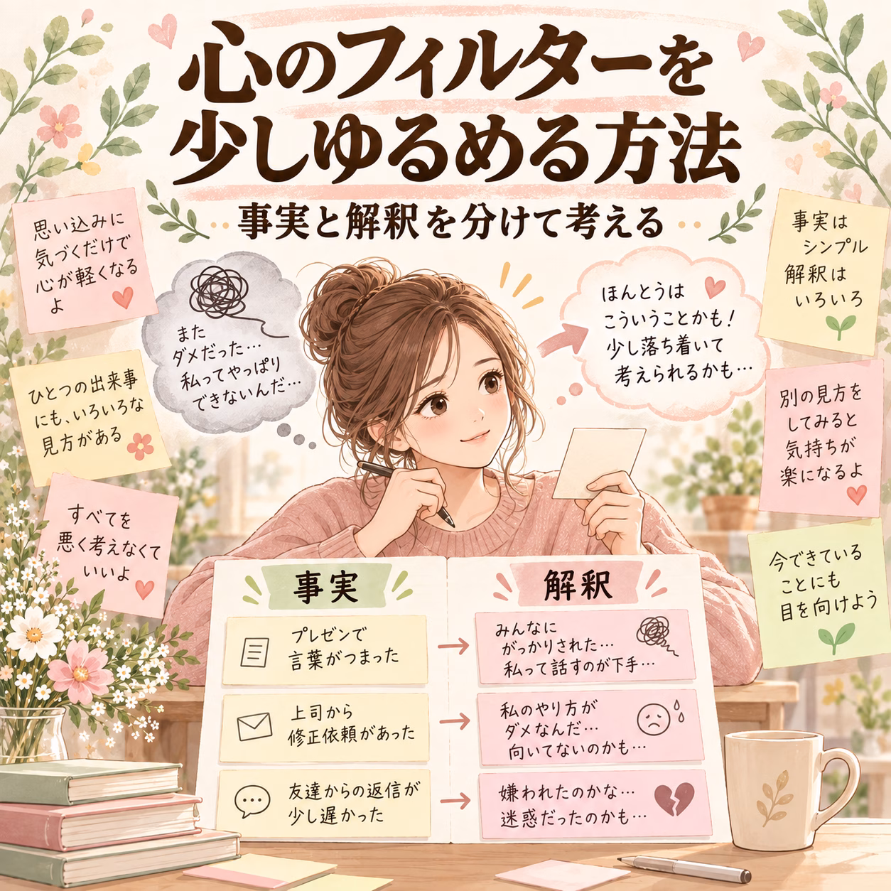 心のフィルターを少しゆるめる方法｜事実と解釈を分けて考える