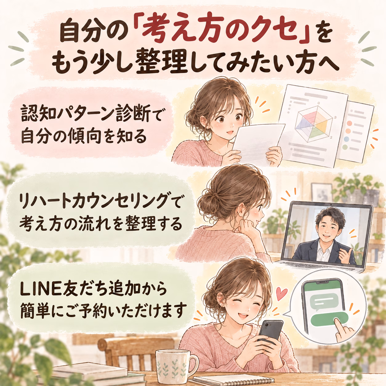 自分の「考え方のクセ」をもう少し整理してみたい方へ