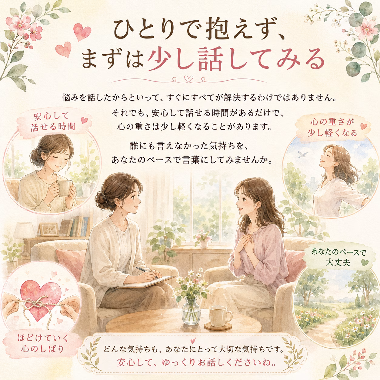 ひとりで抱えずまずは少し話してみる