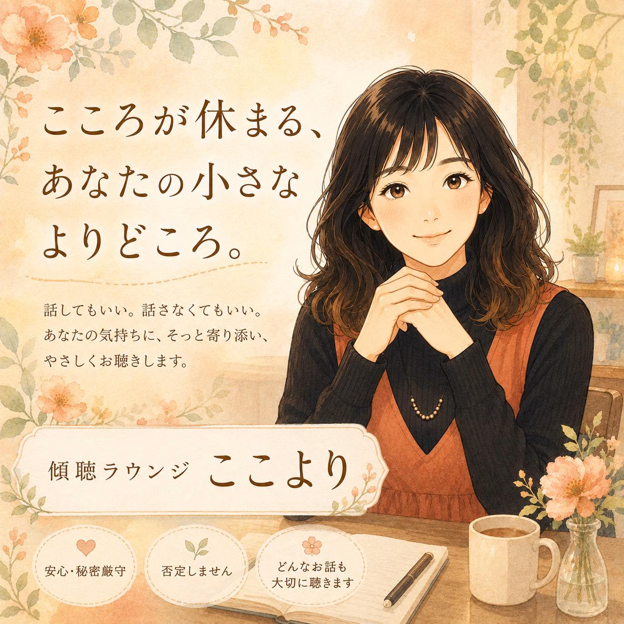 やまだ えり 傾聴ラウンジ | リハートカウンセリング.com|傾聴で思考のクセを整え、生きにくさを軽くする電話・オンライン相談 やまだ えり 傾聴ラウンジ