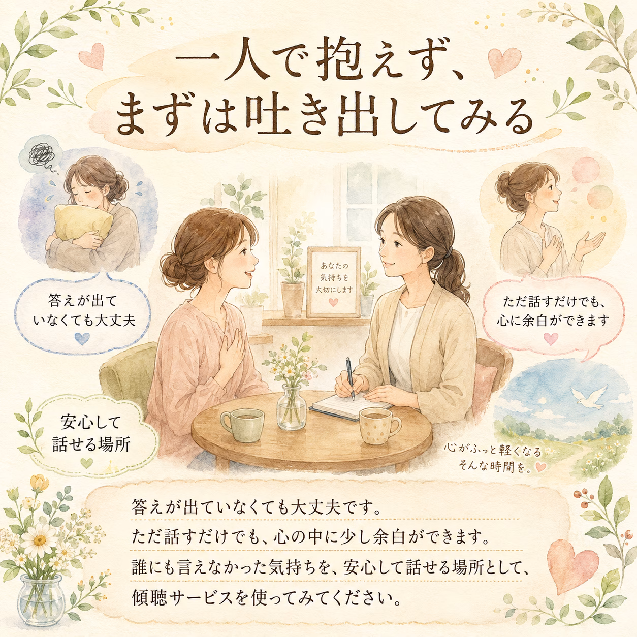 一人で抱えず、まずは吐き出してみる