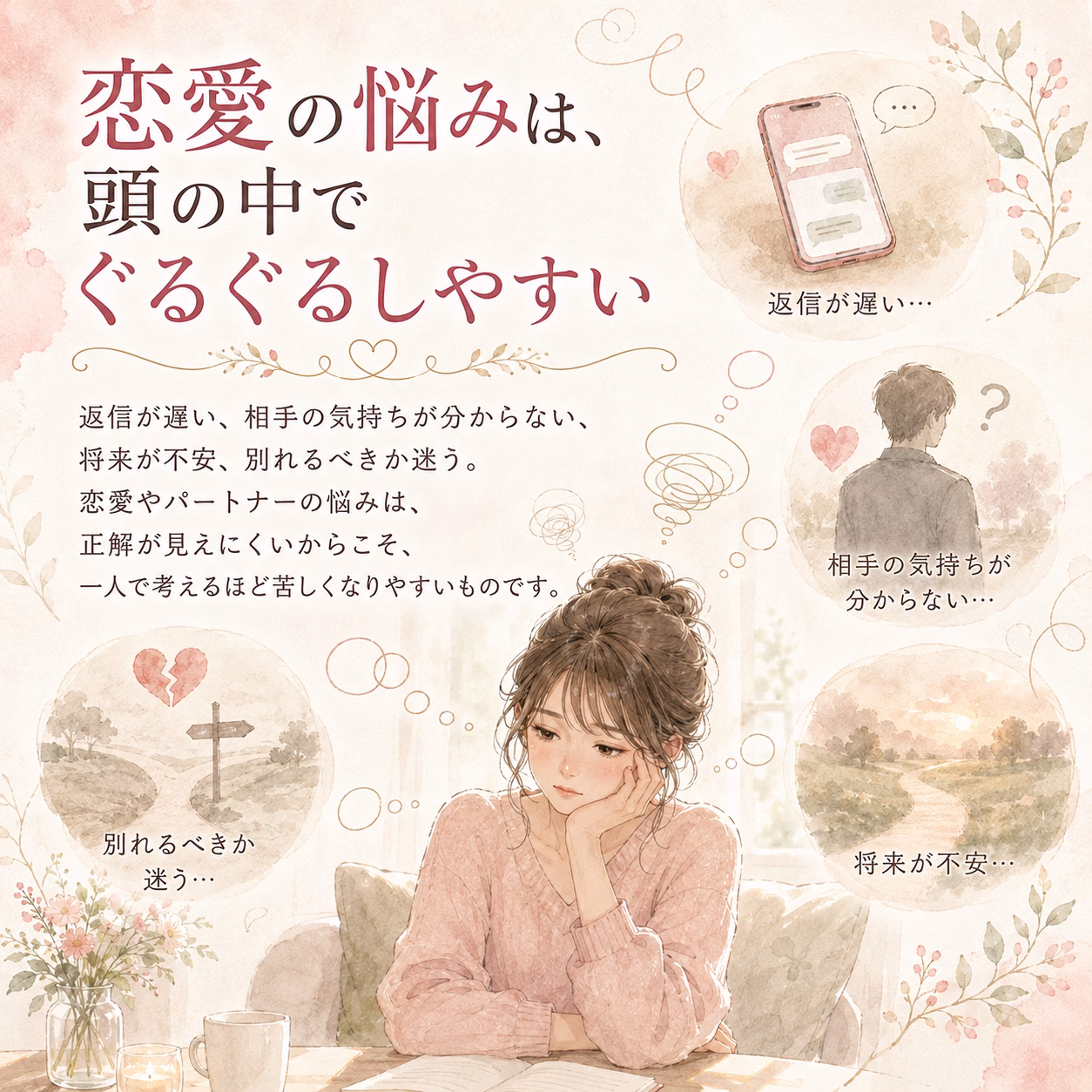 恋愛の悩みは、頭の中でぐるぐるしやすい