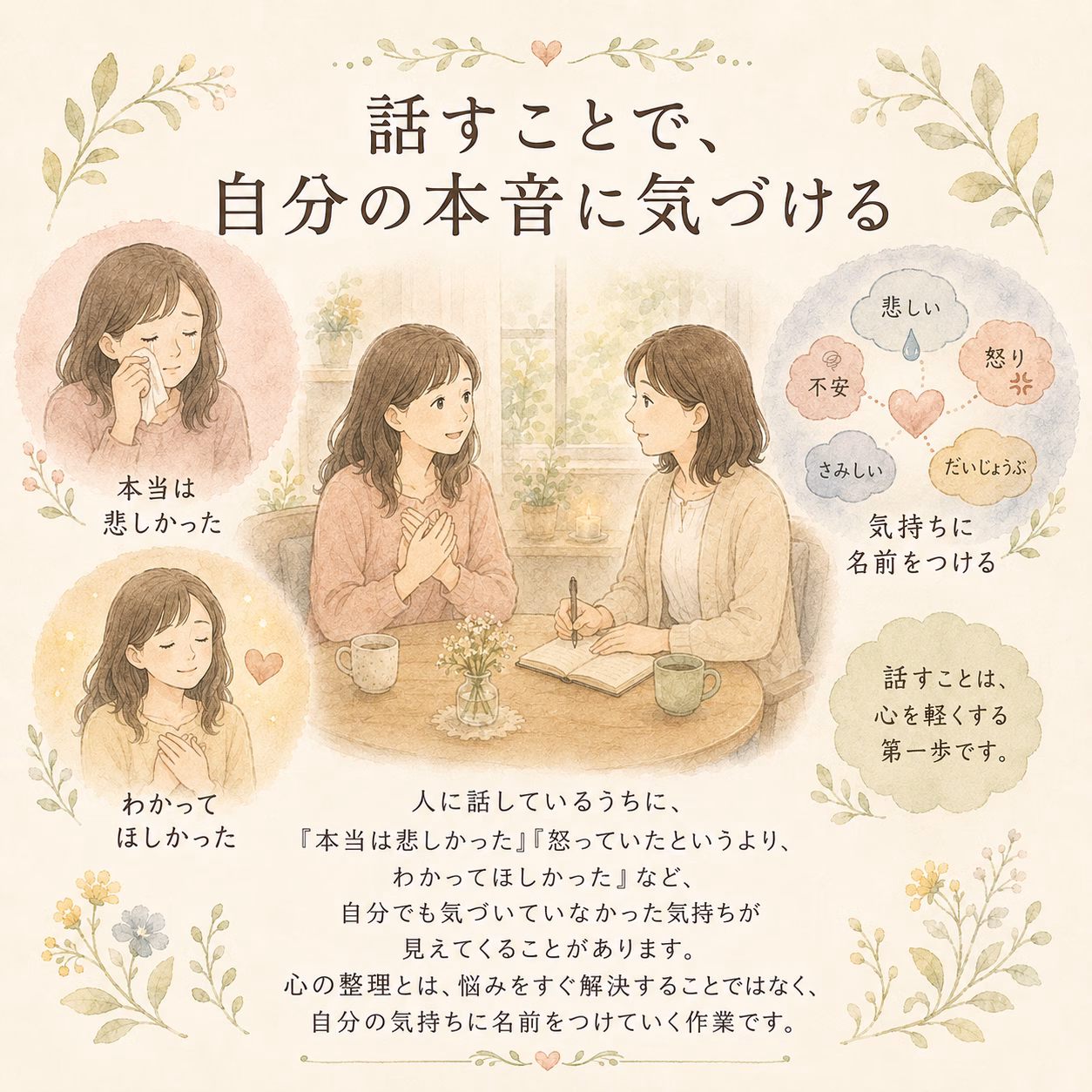 話すことで、自分の本音に気づける