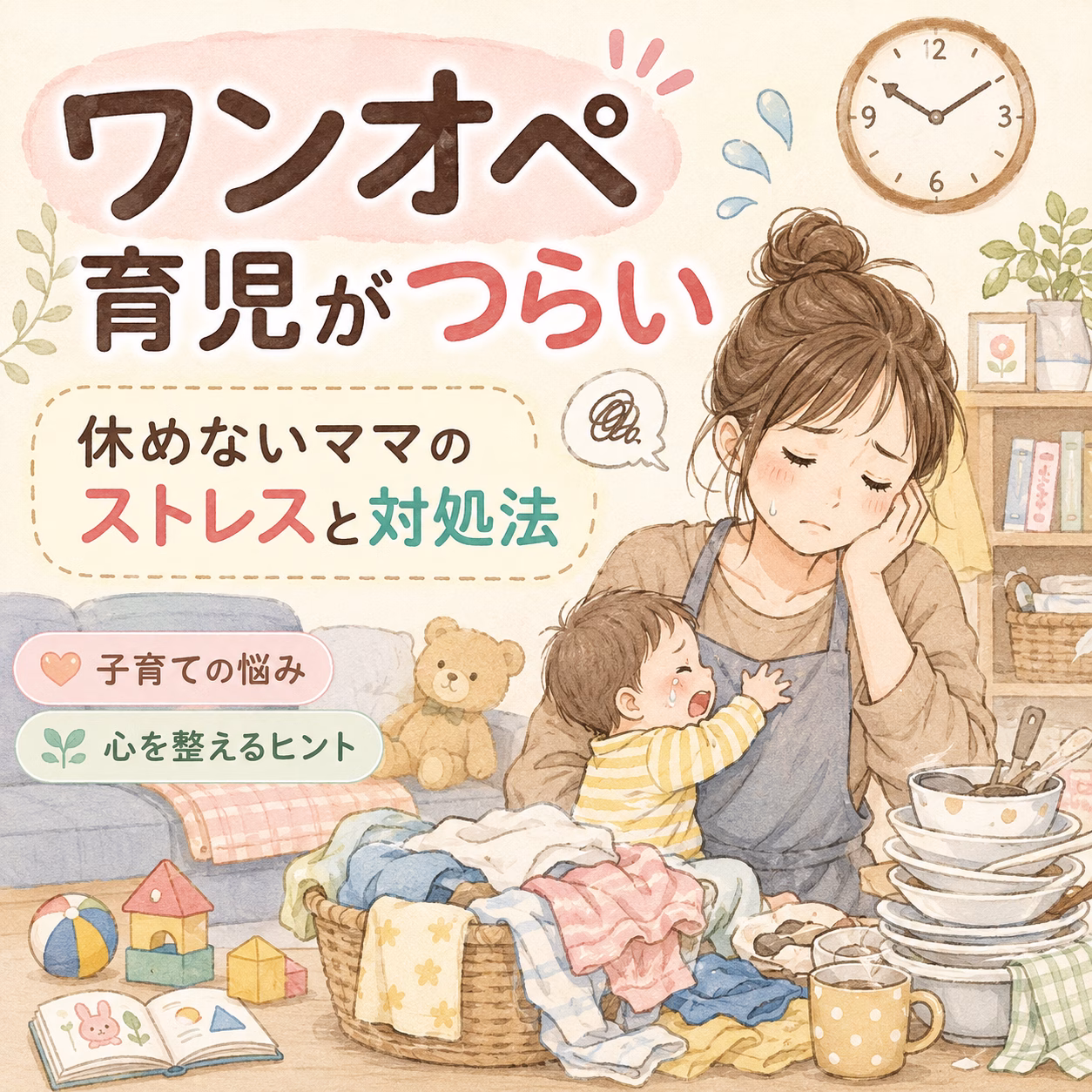 ワンオペ育児がつらい方へ｜休めないママのストレスと心を守る対処法