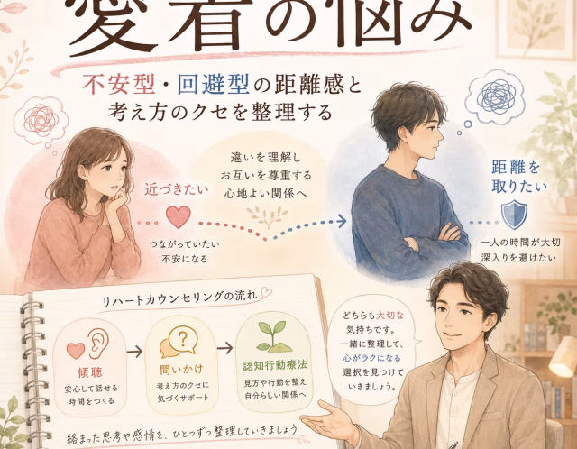 不安型・回避型愛着で人間関係が苦しい方へ｜距離感と考え方のクセを整理するカウンセリング