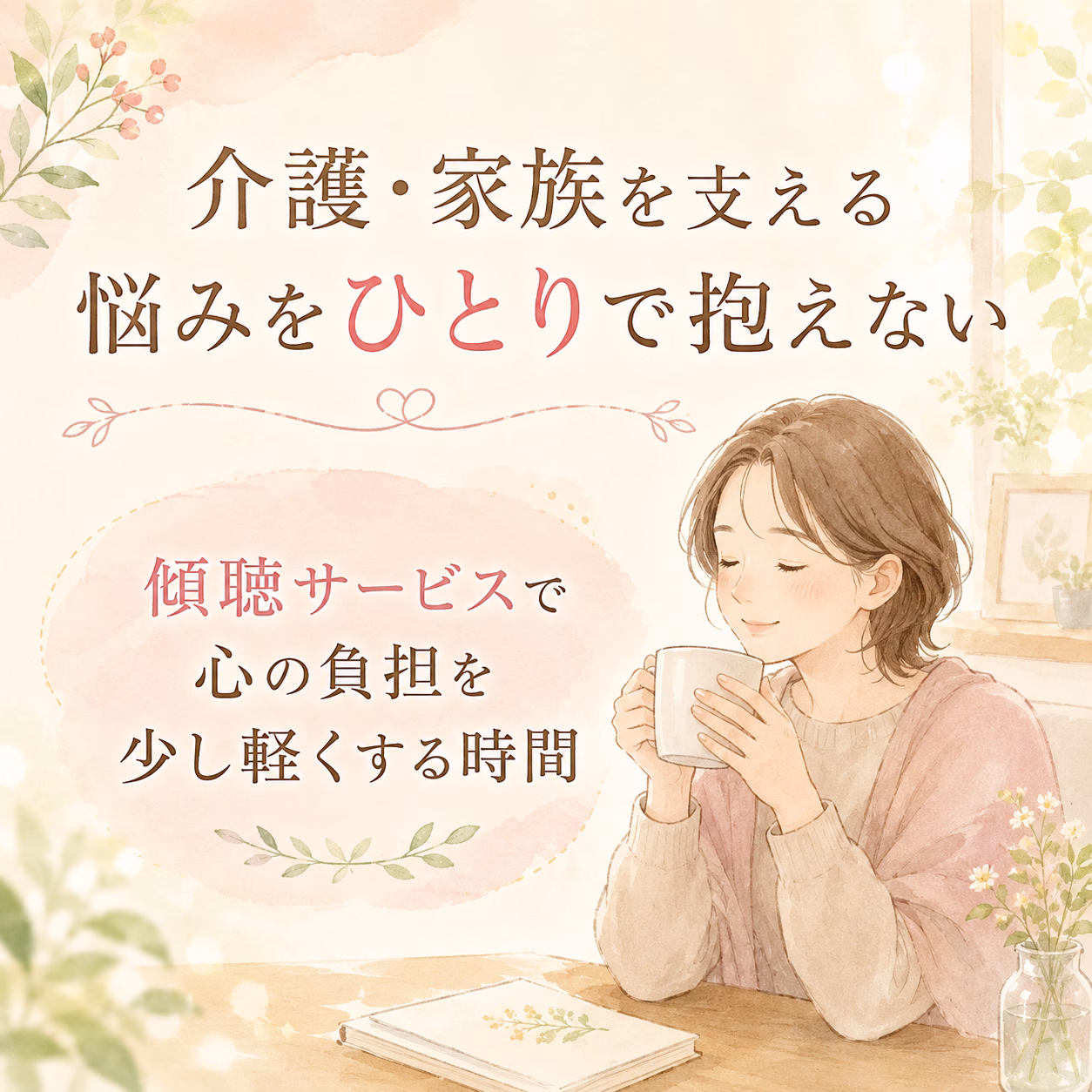介護・家族を支える悩みをひとりで抱えない｜傾聴サービスで心の負担を少し軽くする