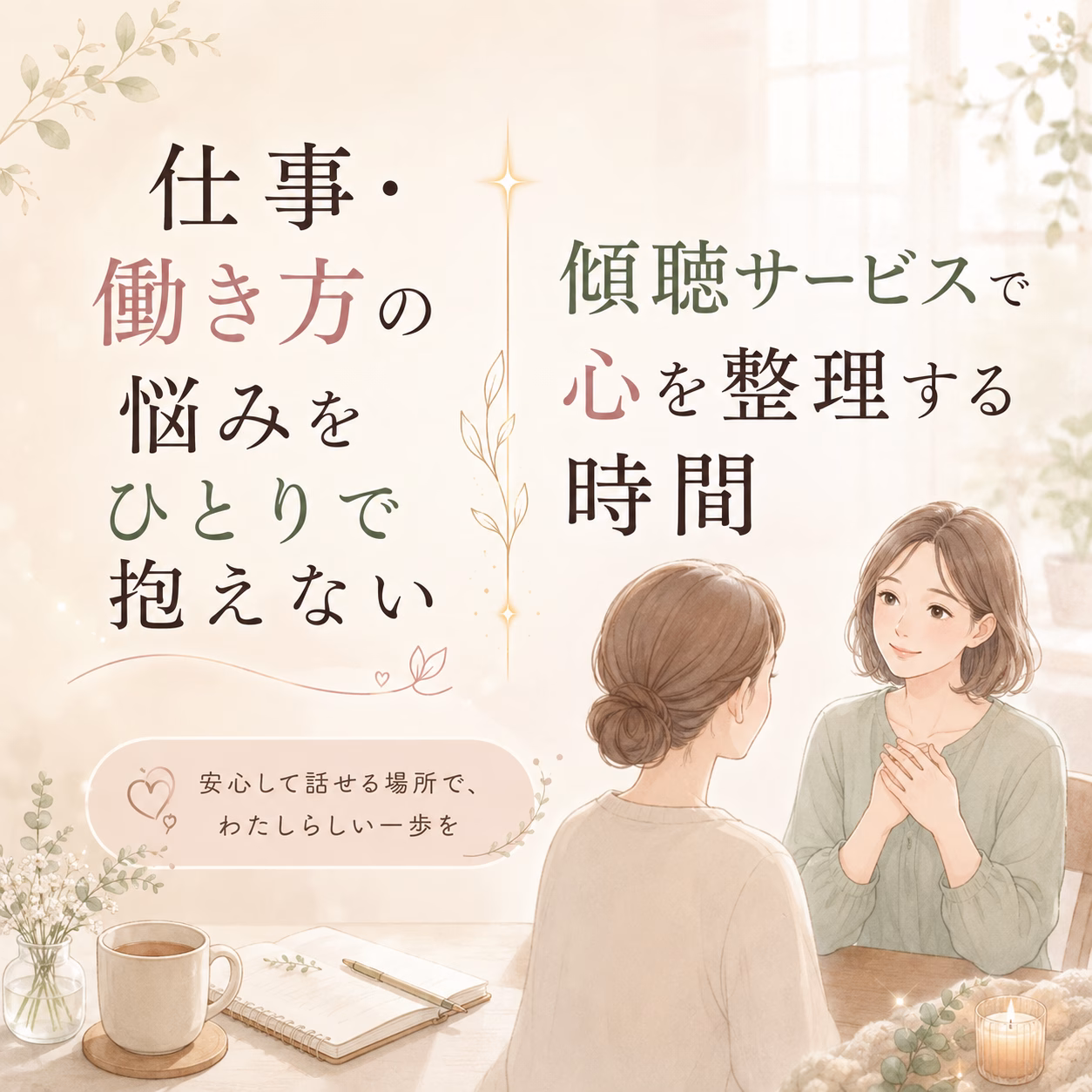 仕事・働き方の悩みをひとりで抱えない｜傾聴サービスで心を整理する時間