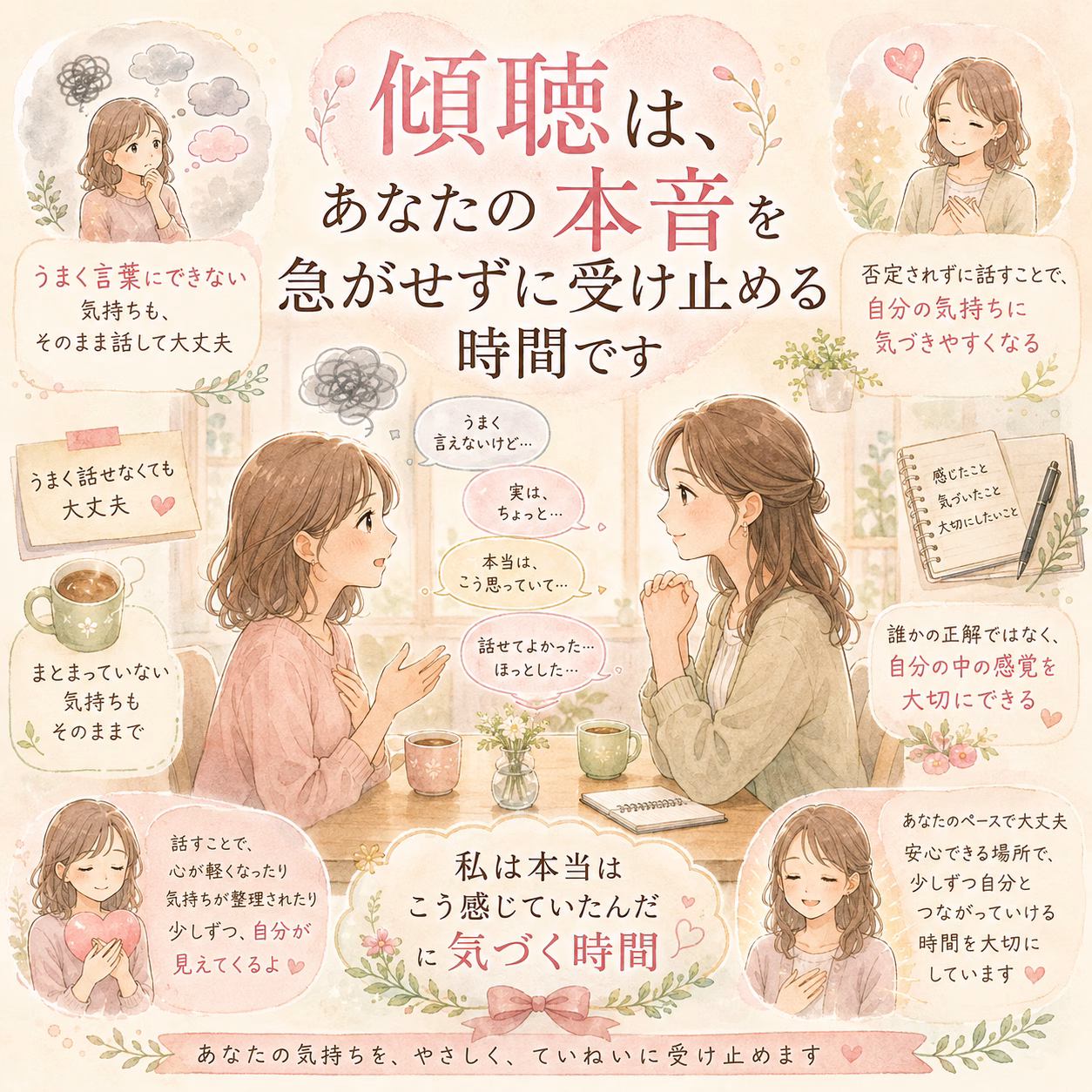 傾聴は、あなたの本音を急がせずに受け止める時間です