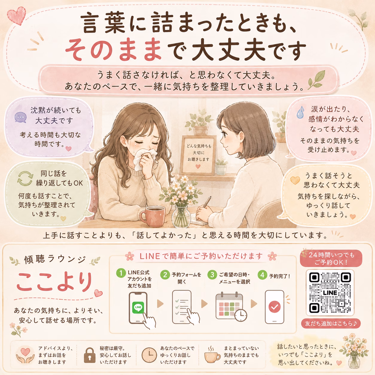 初めて話を聞いてもらうときは、小さな準備だけで十分です
