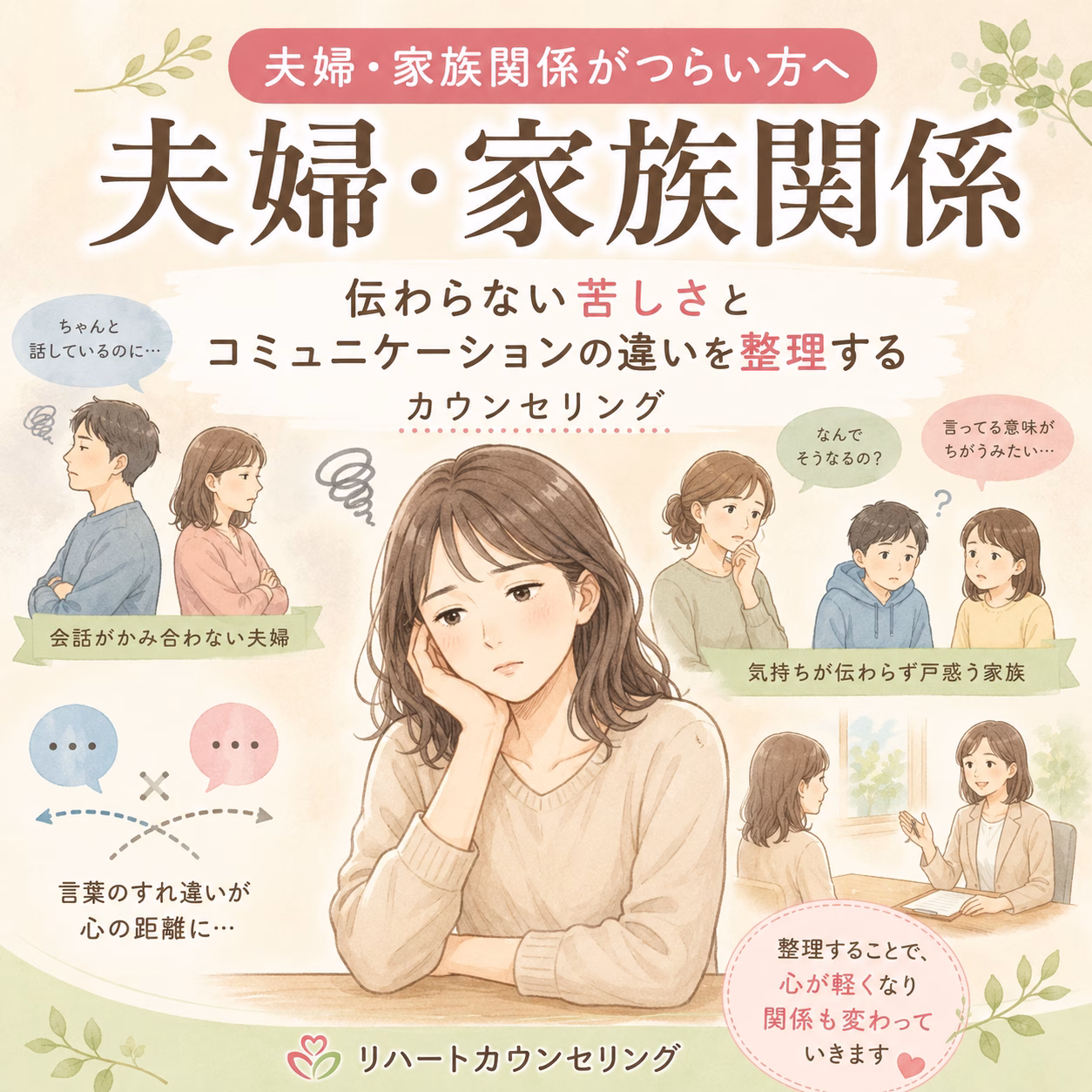 夫婦・家族関係がつらい方へ｜伝わらない苦しさとコミュニケーションの違いを整理するカウンセリング