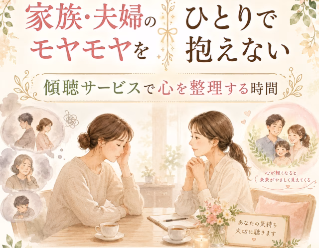 家族・夫婦のモヤモヤをひとりで抱えない｜傾聴サービスで心を整理する時間