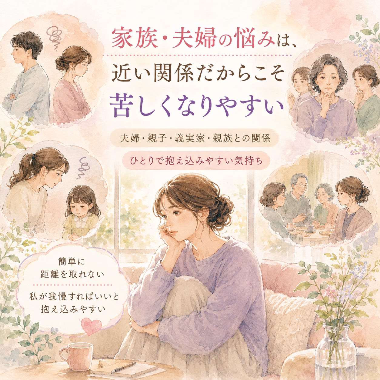 家族・夫婦の悩みは、近い関係だからこそ苦しくなりやすい