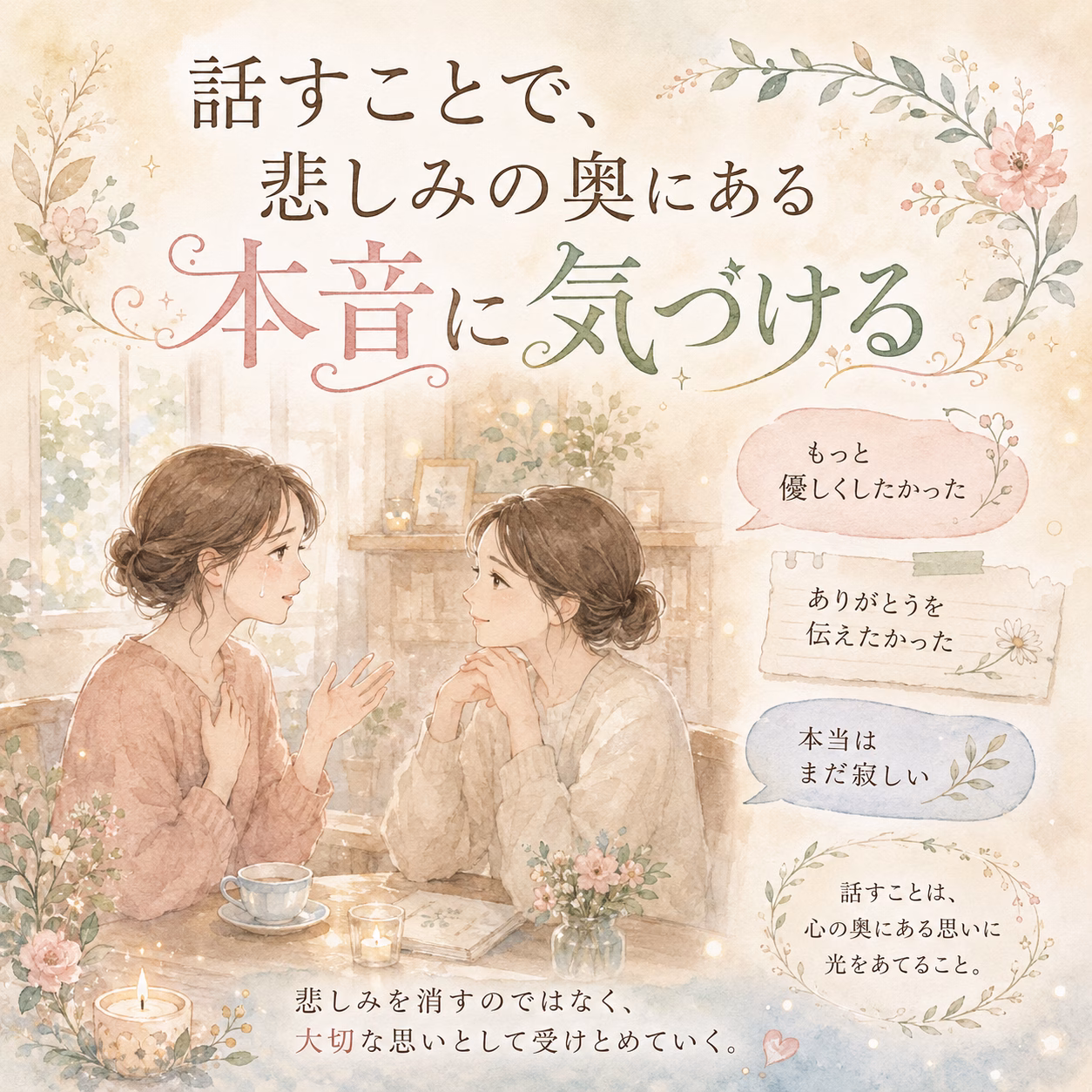 話すことで、悲しみの奥にある本音に気づける