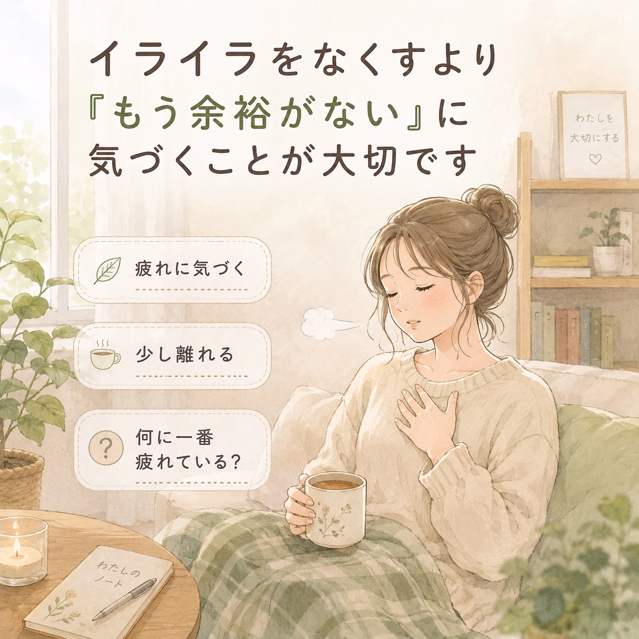 イライラをなくすより、「もう余裕がない」に気づくことが大切です
