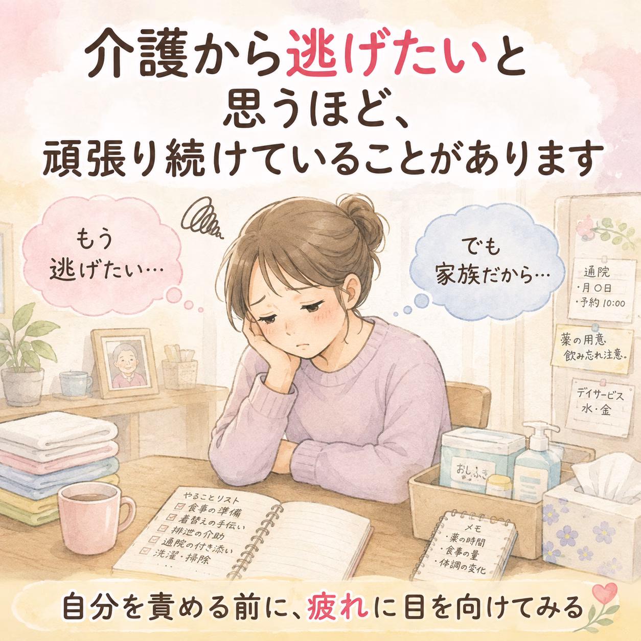 「介護から逃げたい」と思うほど、頑張り続けていることがあります