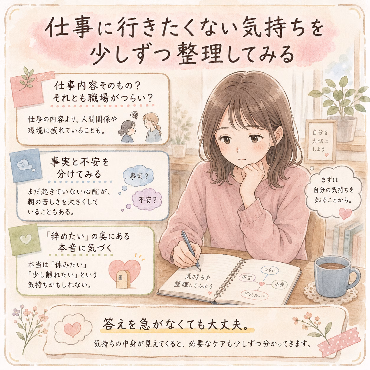 「仕事に行きたくない」という気持ちを、もう少し細かく分けてみる
