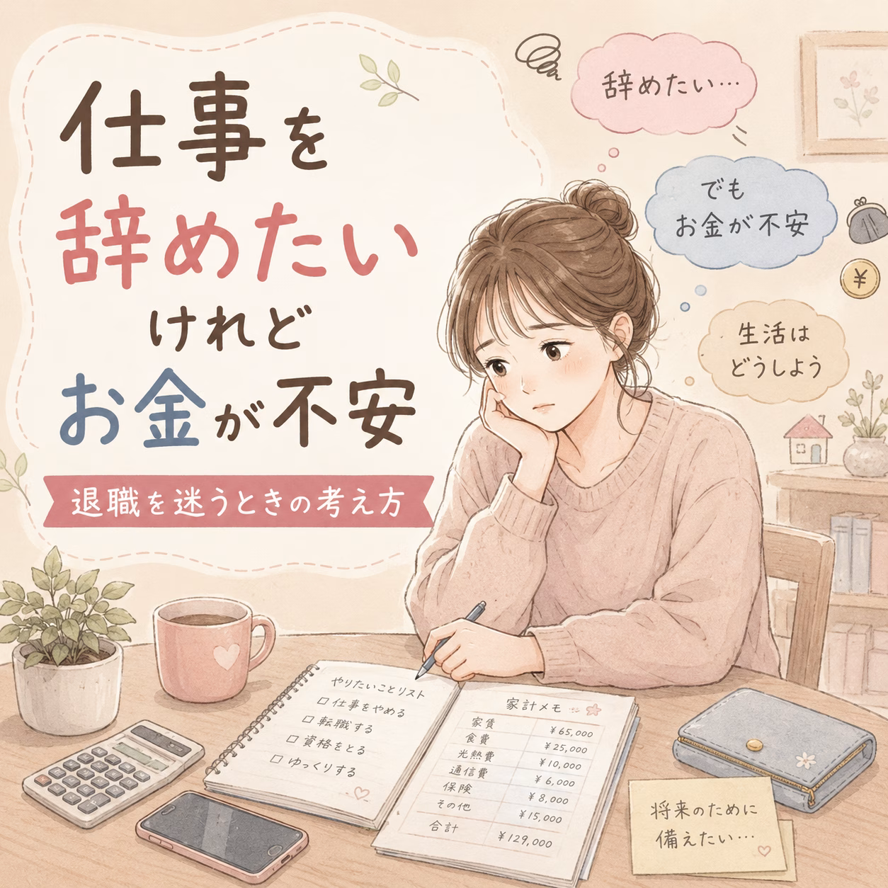 仕事を辞めたいけれどお金が不安｜退職を迷うときの気持ちの整理と考え方