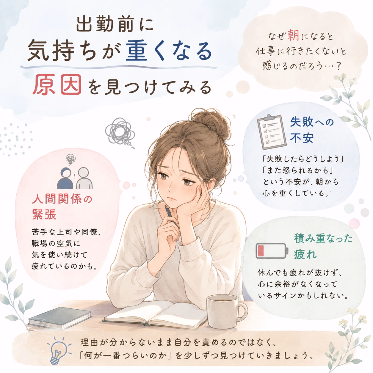 出勤前に気持ちが重くなる背景を、少しずつ見つけてみる