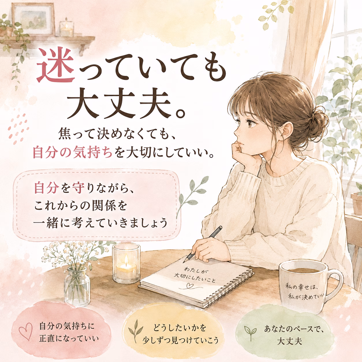 別れるかどうかを急ぐ前に、自分を守る選択を考えてみましょう
