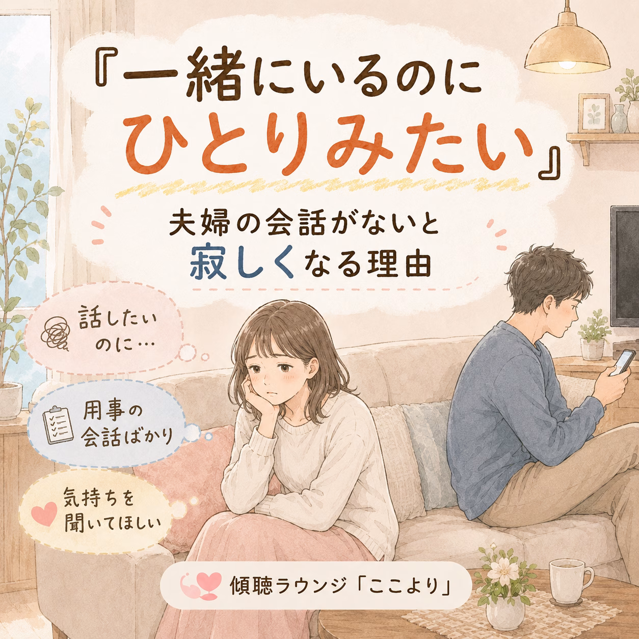夫婦の会話がないと、同じ家にいても孤独を感じることがあります