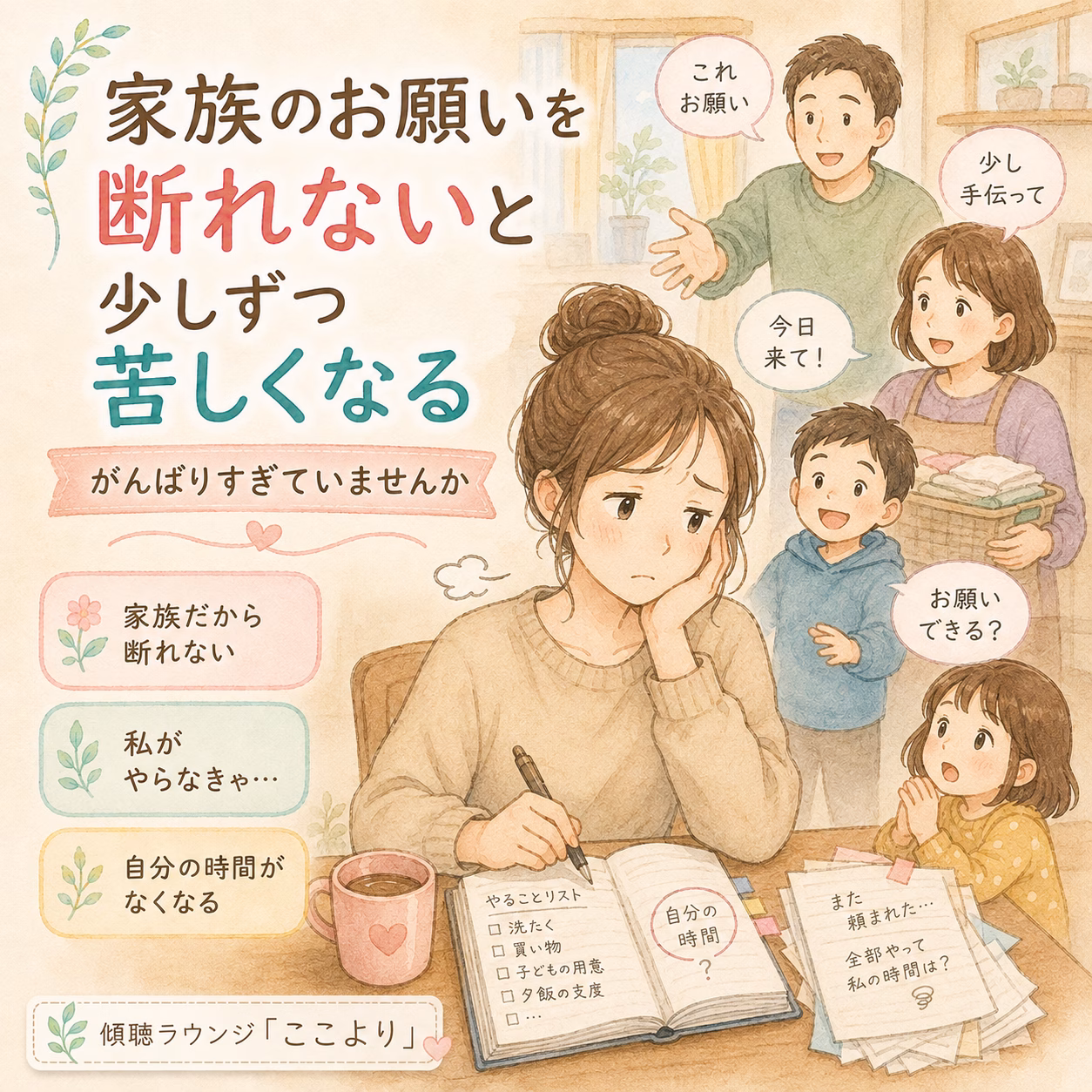 家族のお願いを断れないと、自分の生活が少しずつ苦しくなる