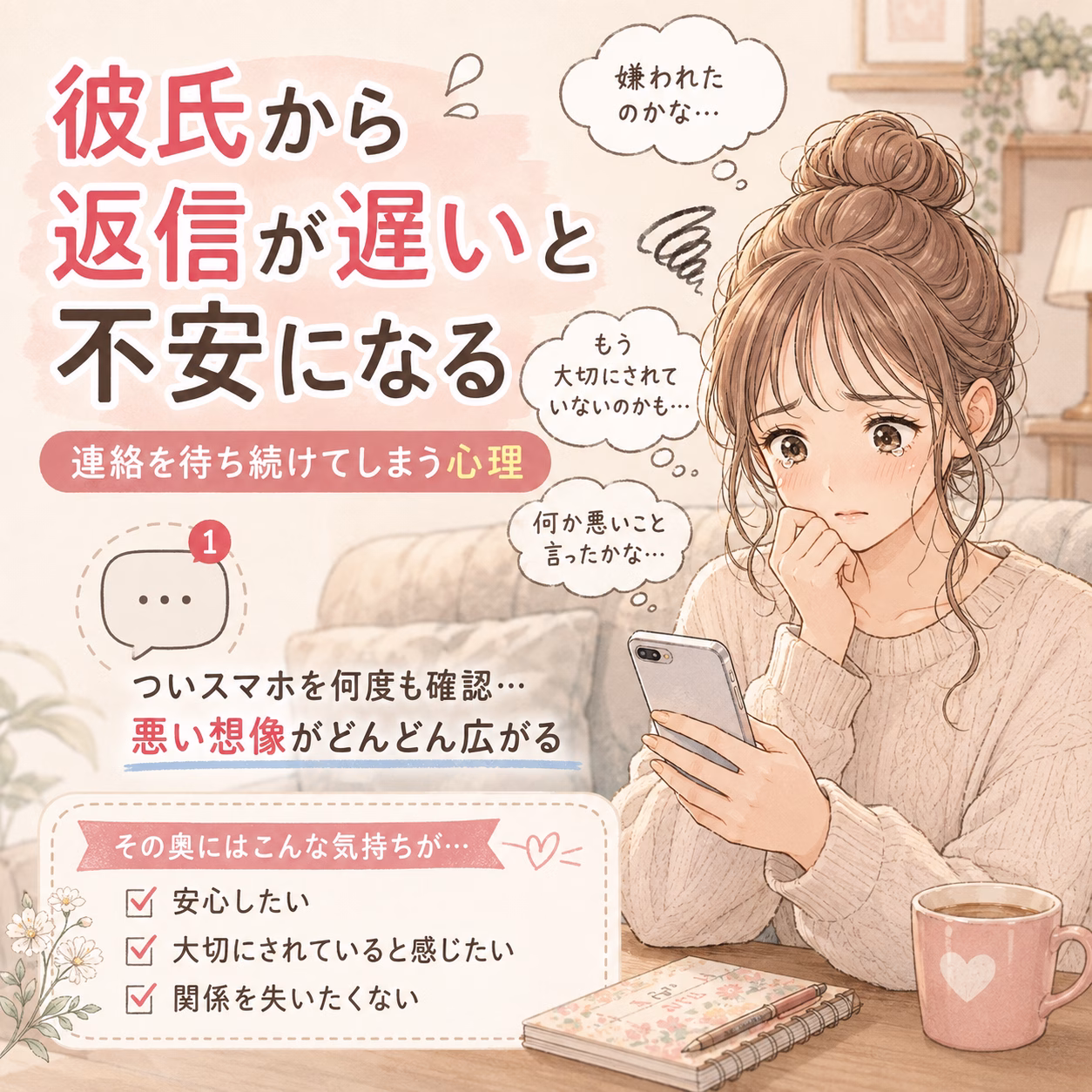 彼氏の返信が遅いだけで、不安が大きくなることがあります