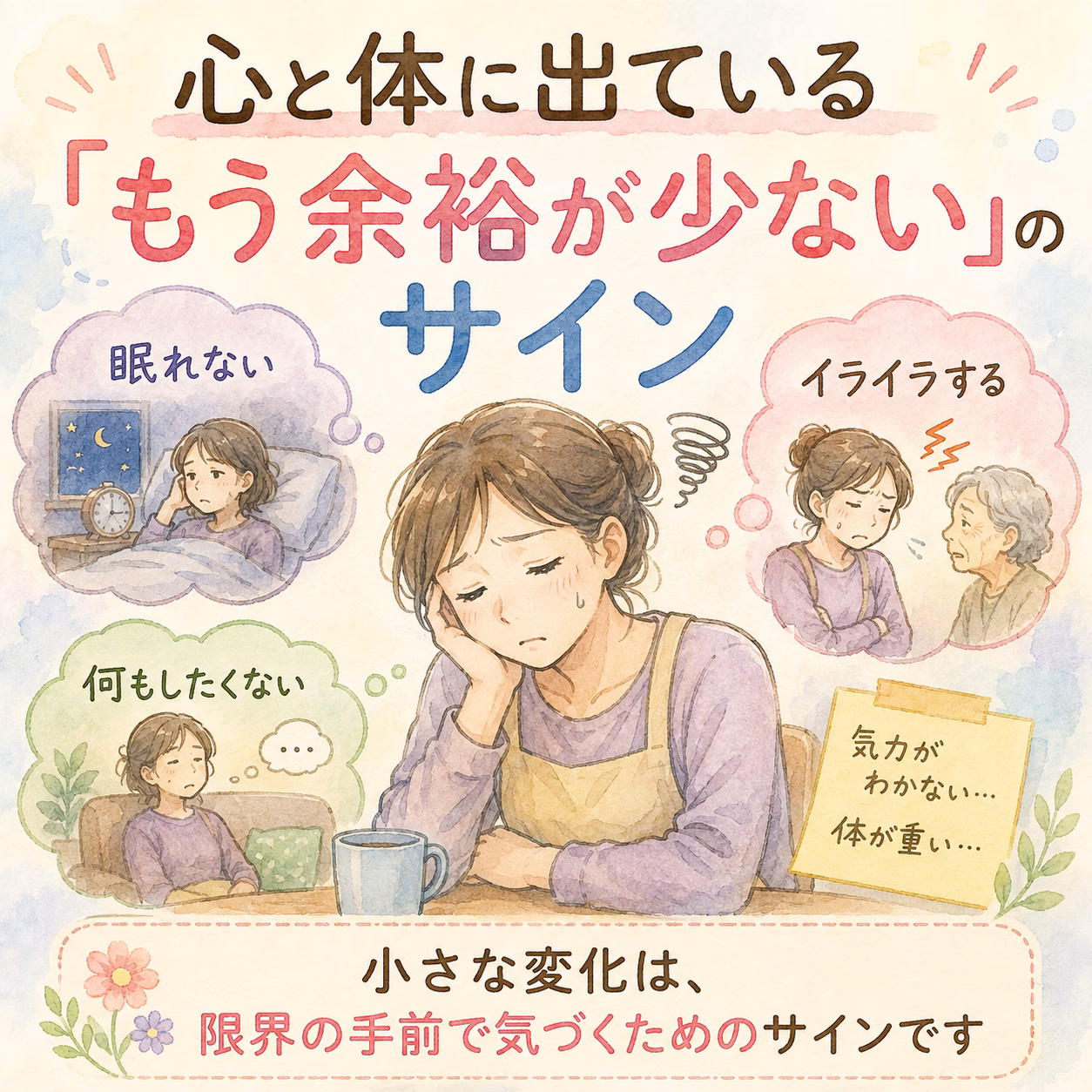心と体に出ている「もう余裕が少ない」のサインを見逃さないこと