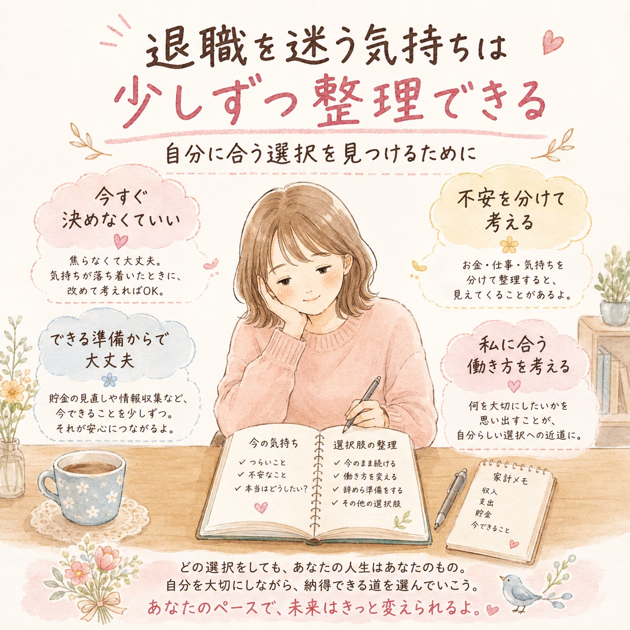 退職を決める前に、気持ちと現実の両方を少しずつ整理してみましょう