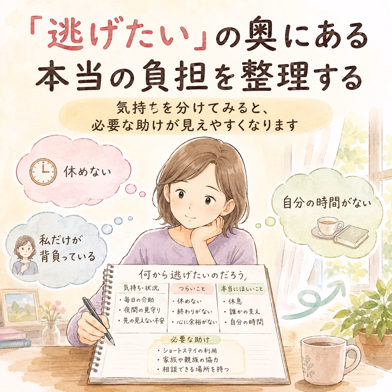 「逃げたい」の奥にある本当の負担を整理してみましょう