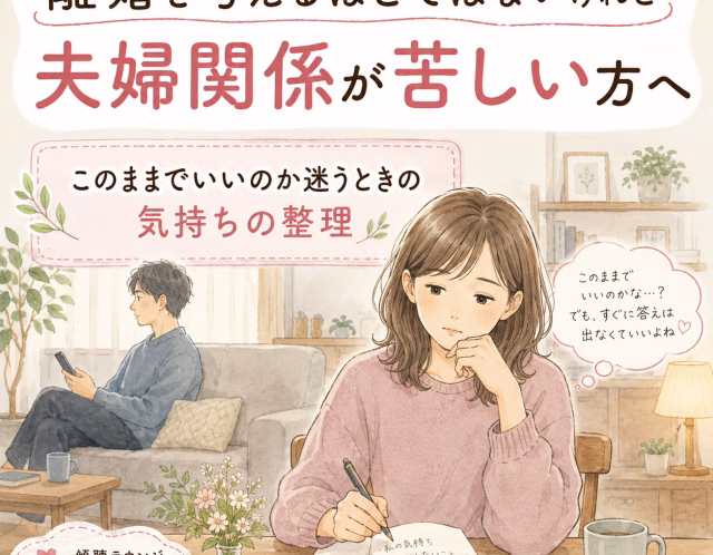 離婚するほどではないけれど夫婦関係が苦しい｜このままでいいのか迷うときの気持ちの整理