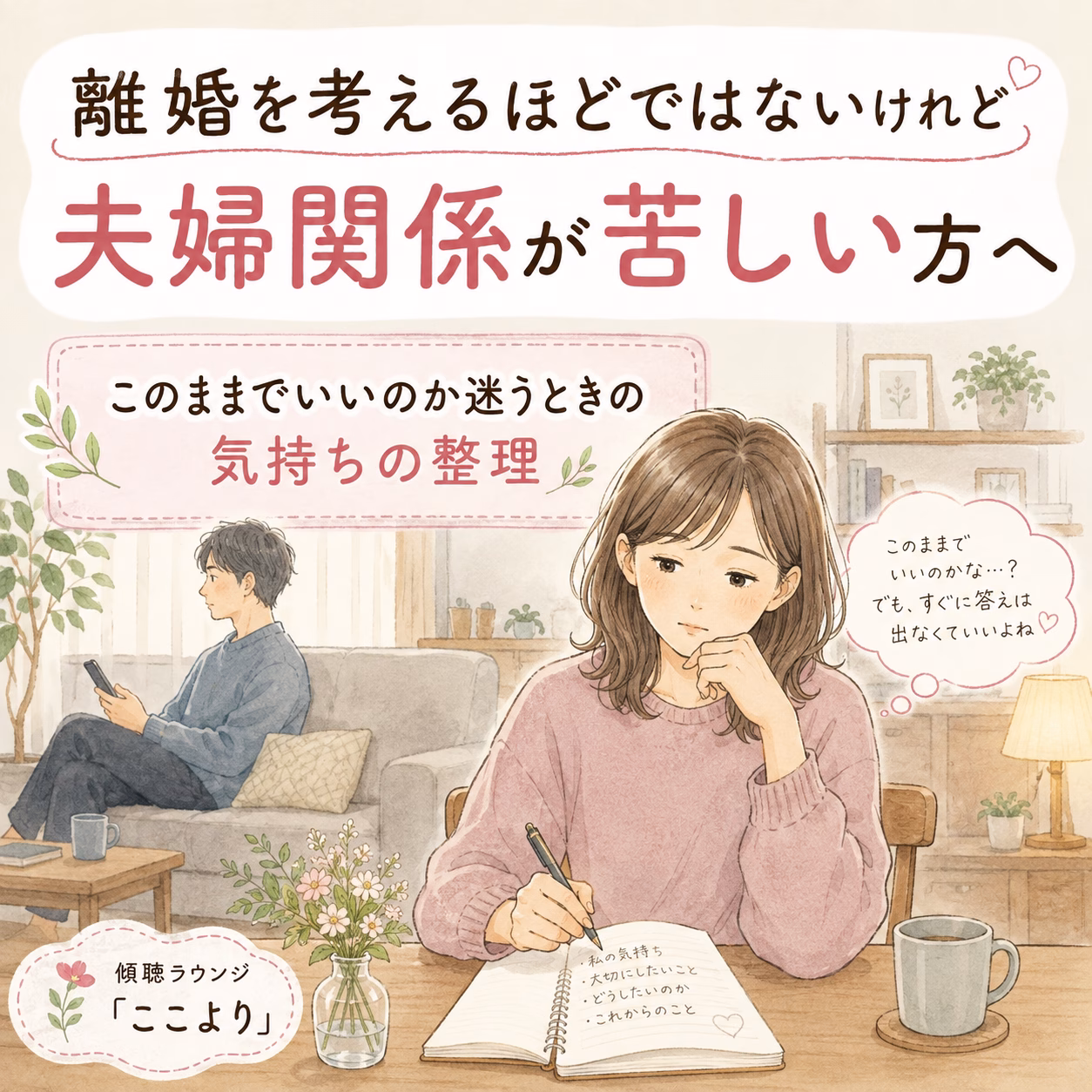 離婚するほどではないけれど夫婦関係が苦しい｜このままでいいのか迷うときの気持ちの整理