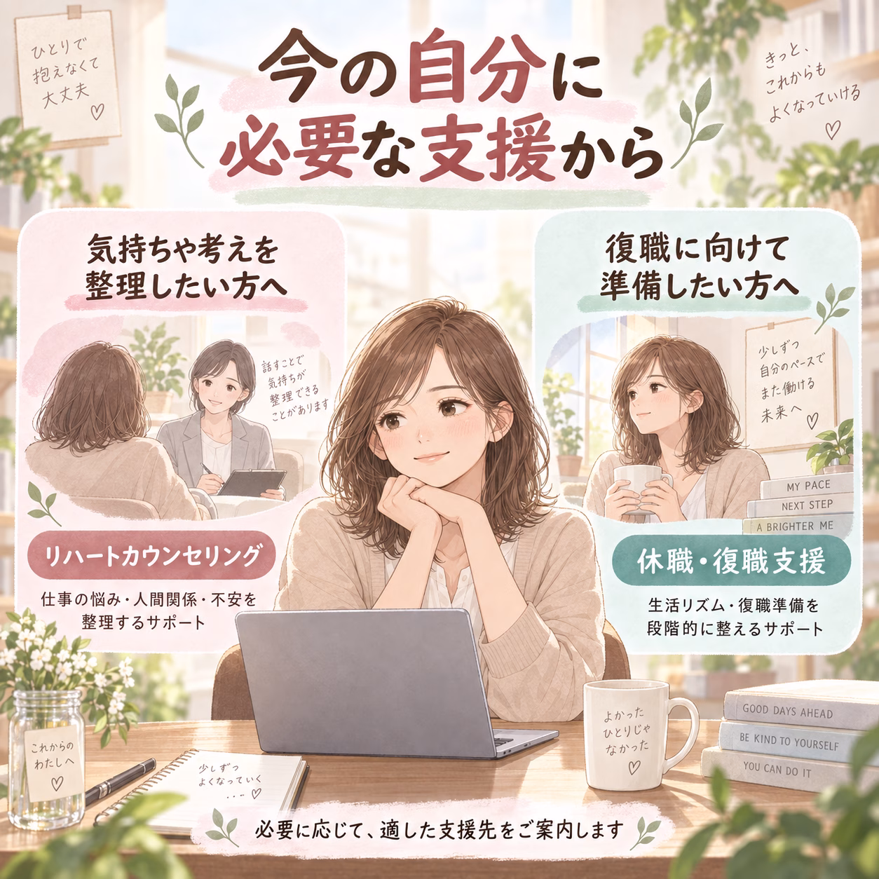 今の自分に必要な支援から相談先を選んでみてください
