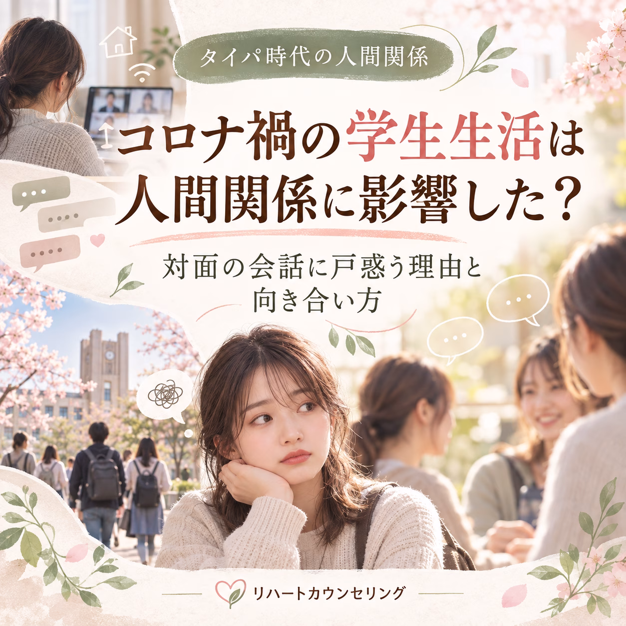 コロナ禍の学生生活は人間関係に影響した対面の会話に戸惑う理由と向き合い方 | リハートカウンセリング.com|傾聴で思考のクセを整え、生きにくさを軽くする電話・オンライン相談 コロナ禍の学生生活は人間関係に影響した?対面の会話に戸惑う理由と向き合い方