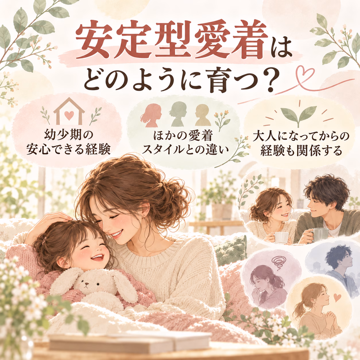 安定型愛着はどのように育つ?ほかの愛着スタイルとの違い