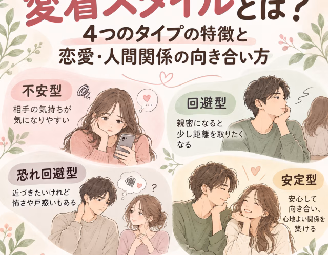 愛着スタイルとは？4つのタイプの特徴と恋愛・人間関係の向き合い方