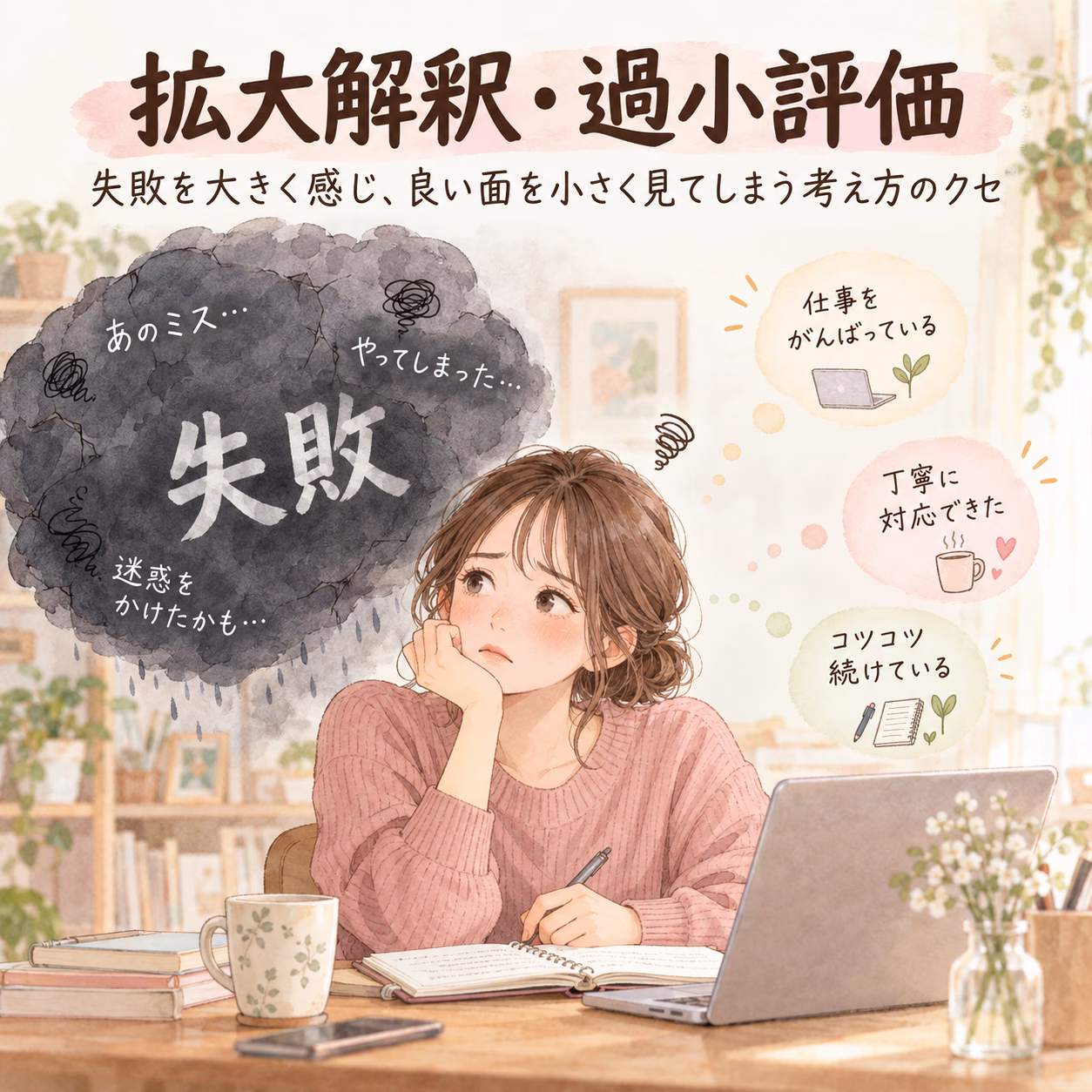 拡大解釈・過小評価とは?悪いことを大きく、自分の良さを小さく見てしまう考え方